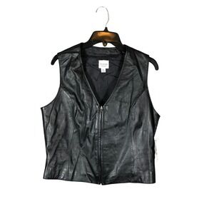 Wilsons Leather Maxima Vest Womens L Black NEW Moto Zip Front